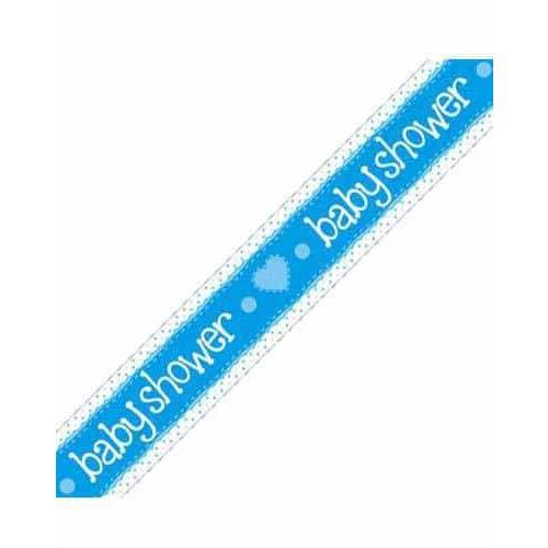 Blue Baby Shower Holographic Dots Banner