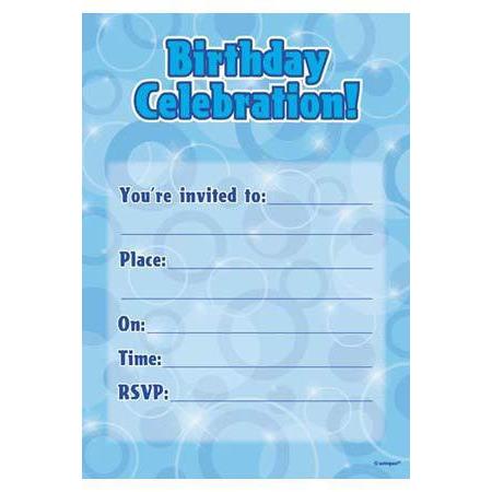 Blue Glitz Birthday Celebration Invitations