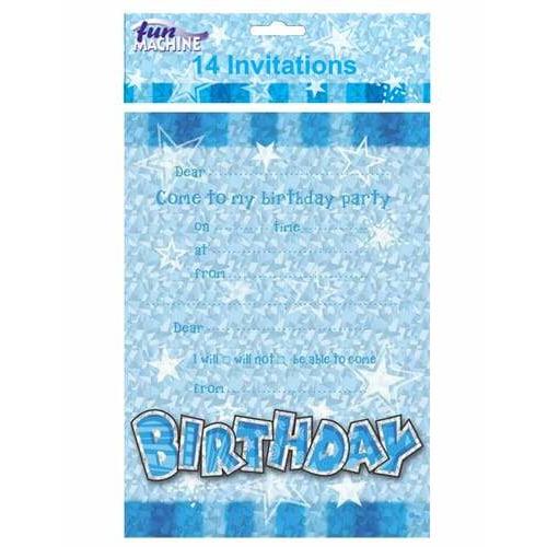 Blue Happy Birthday Glam Invitations