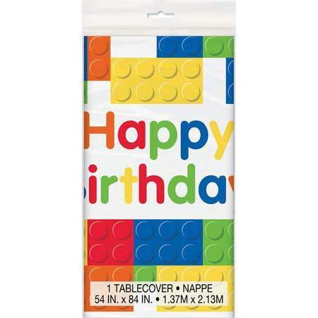 Building Blocks Happy Birthday Plastic Tablecover