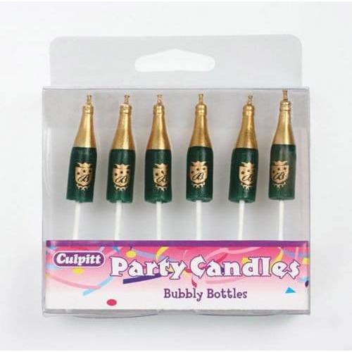 Champagne Bottle Shape Candles x6
