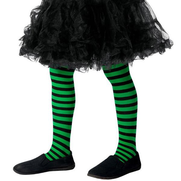 Child's Green And Black Wicked Witch Tights