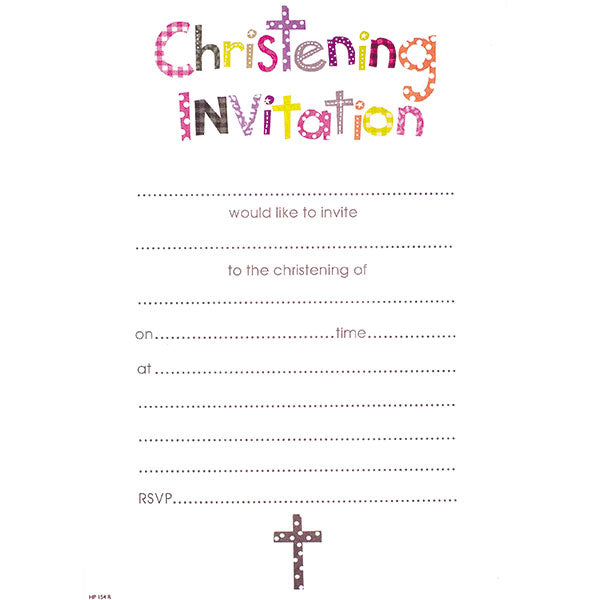 Girls Christening Invitation Hanging Pad x20