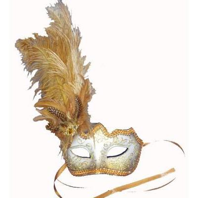 Coloured Glitter Venetian Eye Mask With Feather