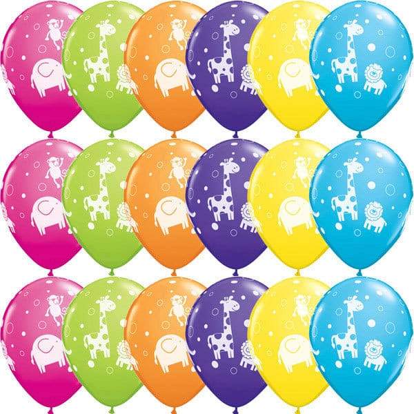 Cute And Cuddly Jungle Animals Latex Balloons 6ct