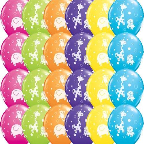 Cute And Cuddly Jungle Animals Latex Balloons x25