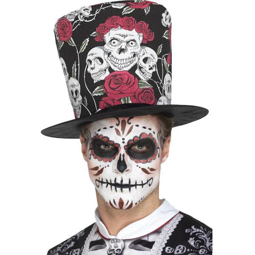 Day Of The Dead Skull And Rose Top Hat