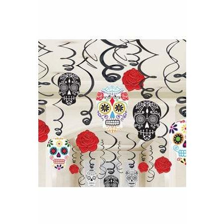 Day Of The Dead Swirl Party Decorations 30pk