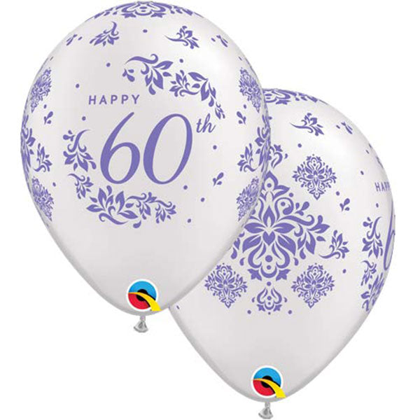 60th Anniversary Damask Latex Balloons x25