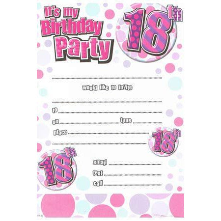 Pink Its My 18th Birthday Party Invitations