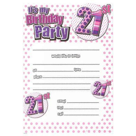 Pink Its My 21st Birthday Party Invitations