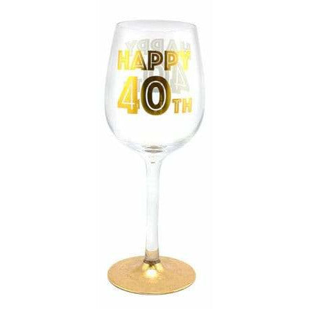 Happy 40th Gold Celebration Wine Glass