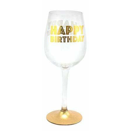 Happy Birthday Gold Celebration Wine Glass