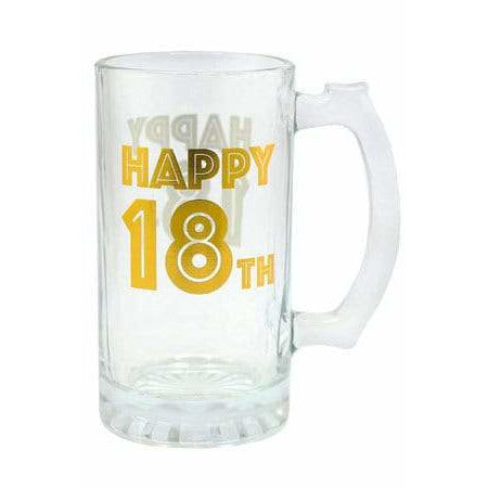 Happy 18th Birthday Gold Celebration Tankard Glass