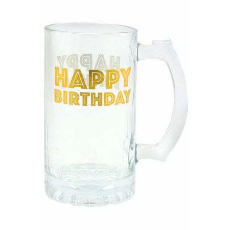 Happy Birthday Gold Celebration Tankard Glass