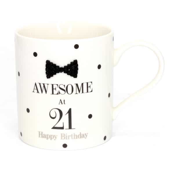 Mad Dots Black Tie 21st Birthday Mug