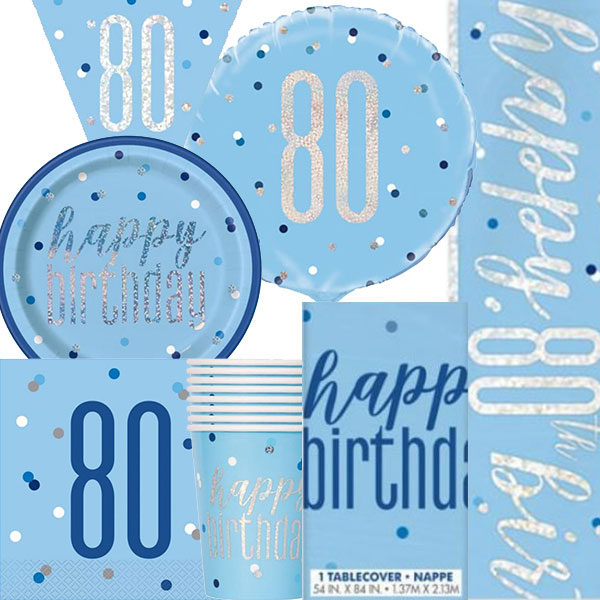 80th Blue Glitz Party Box
