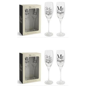 Mr And Mrs Right Champagne Flutes