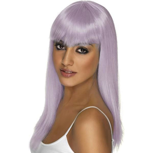 Lilac Long Straight Wigs With Fringe