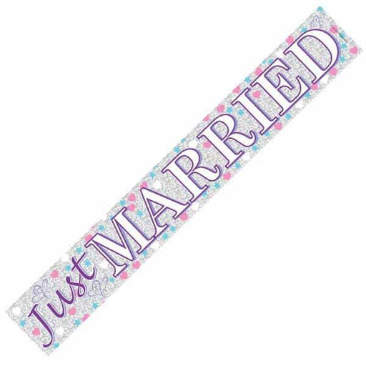 Just Married Holographic Banners
