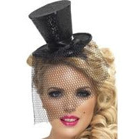 Mini Black Glitter Top Hat