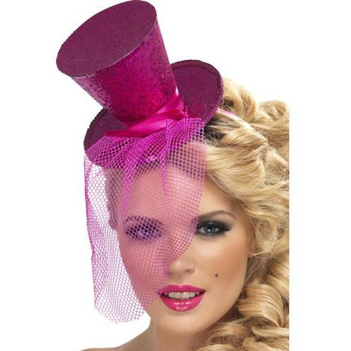 Mini Hot Pink Glitter Top Hat