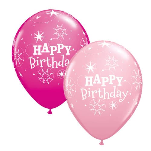 Pink And Wild Berry Birthday Sparkle Latex Balloons x25