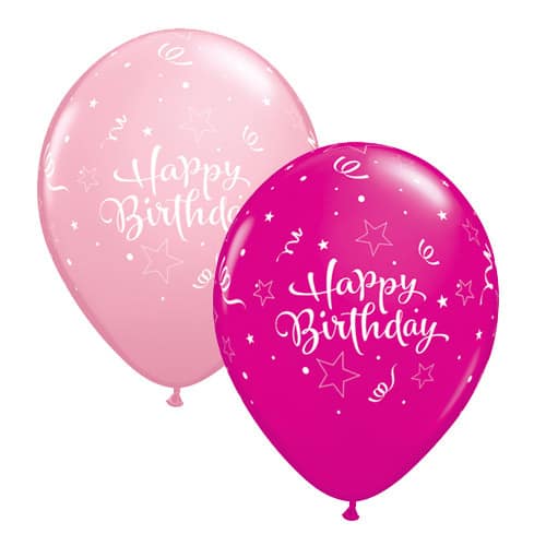 Pink And Wild Berry Birthday Shining Star Latex Balloons x25