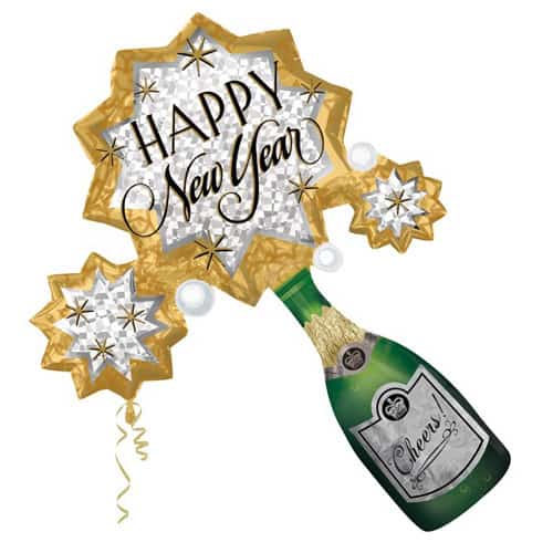 Happy New Year Champagne Burst Foil Balloons