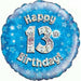 Happy 13th Birthday Blue Holographic Foil Balloon