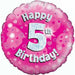 Happy 5th Birthday Pink Holographic Foil Balloon