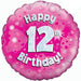 Happy 12th Birthday Pink Holographic Foil Balloon