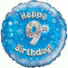 Happy 9th Birthday Blue Holographic Foil Balloon