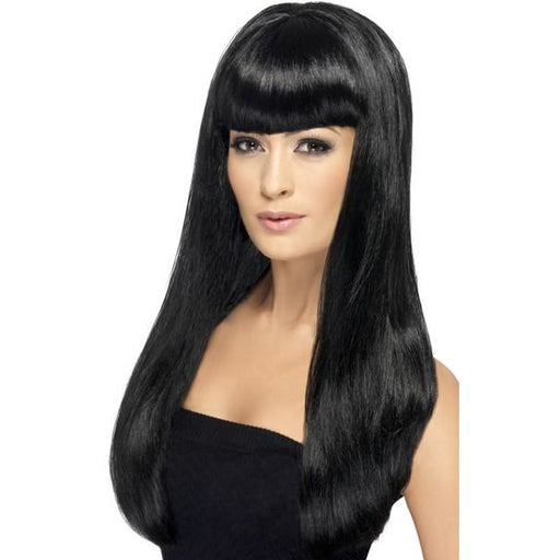 Long Black Straight Wigs With Fringe