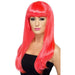 Long Neon Pink Straight Wigs With Fringe