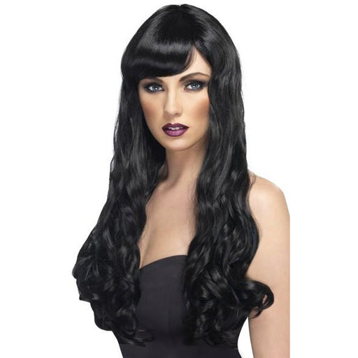 Long Black Curly Wigs With Fringe