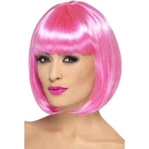 Pink Partyrama Lady Wigs With Fringe