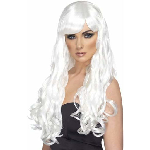 Long White Curly Wigs With Fringe