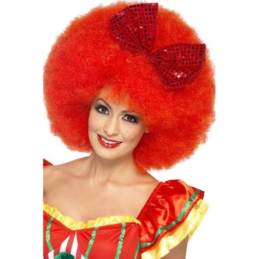 Red Mega Afro Wigs With Bow