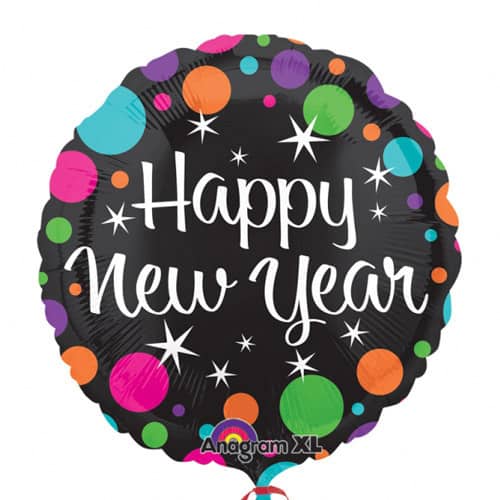 Happy New Year Colorful Dots Foil Balloon