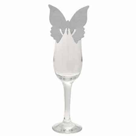 Silver Butterfly Place Cards x10