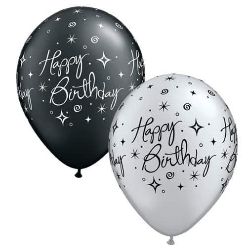 Pearl Black And Silver Elegant Sparkles Latex Balloons x25