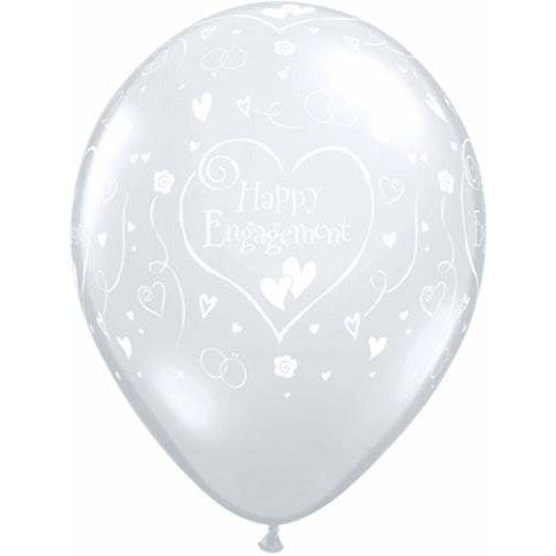 Engagement Hearts Diamond Clear Latex Balloons x50