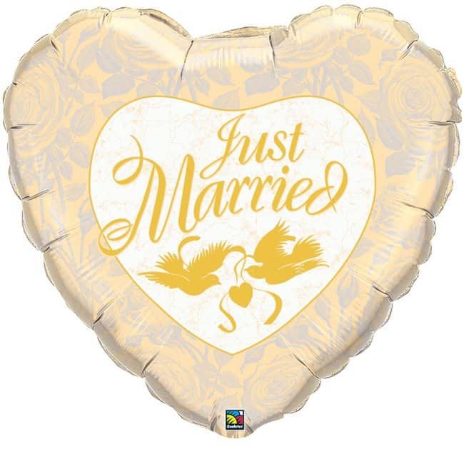 Just Married Ivory and Gold Jumbo Balloon