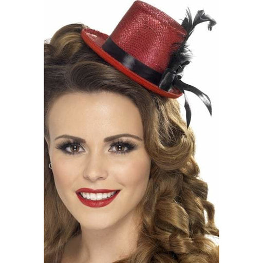 Red Mini Top Hats With Ribbon
