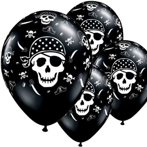 Pirate Skull And Cross Bones Latex Balloons 6ct