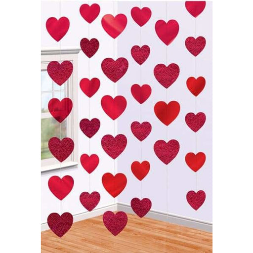 Red Candy Hearts String Decorations 6pk