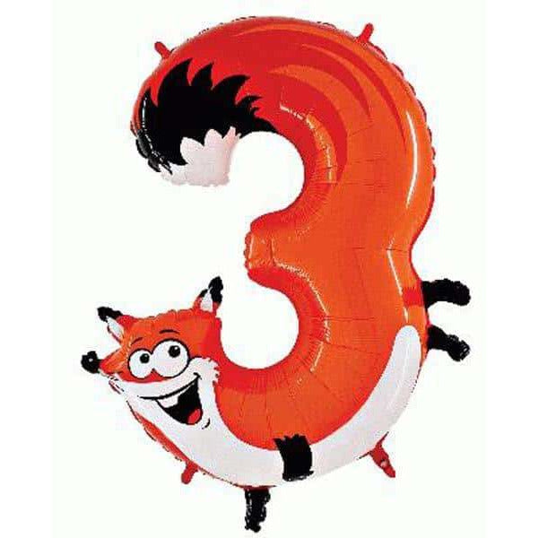 Number 3 Fox Zooloon Balloons
