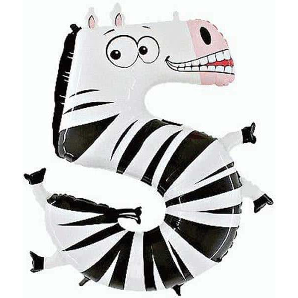 Number 5 Zebra Zooloon Balloons