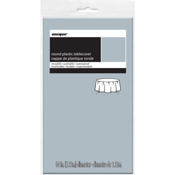 Silver Plastic Round Tablecover